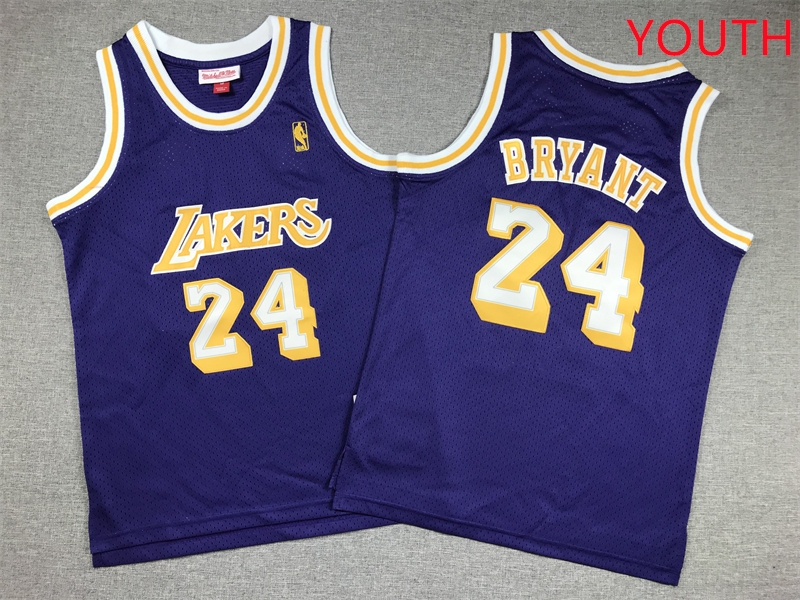 Youth Los Angeles Lakers #24 Bryant Purple 2025 NBA Jersey style 2